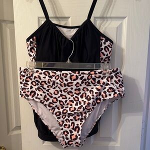 Leopard Print Swimsuit Set